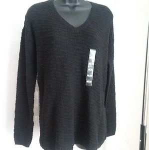 Calvin Klein Jeans black Vneck textured pullover